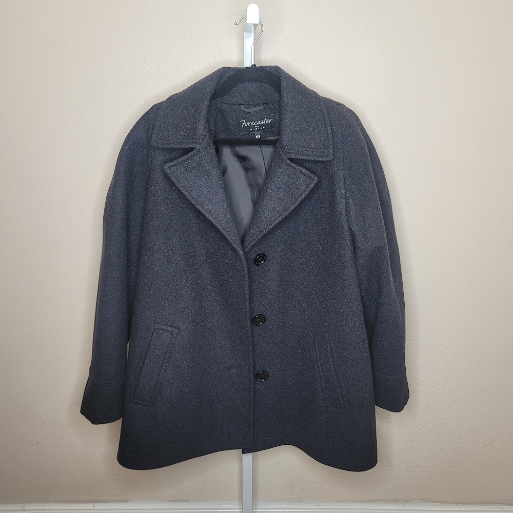 Forecaster Of Boston Single Breasted Wool Blend Pea Coat Dark Gray 16w